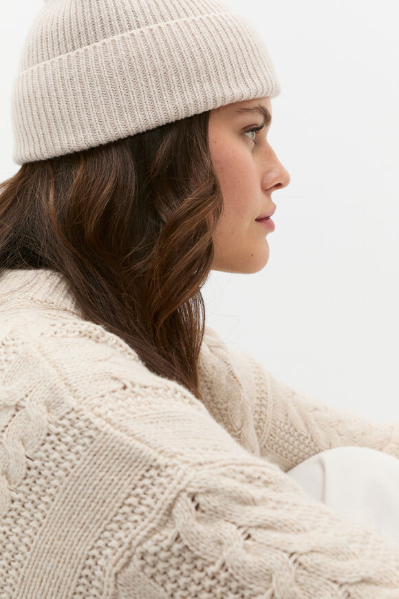 Rib Knit Beanie  Oat Marle  hi-res