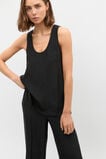Crinkled Satin Longline Tank  Black  hi-res