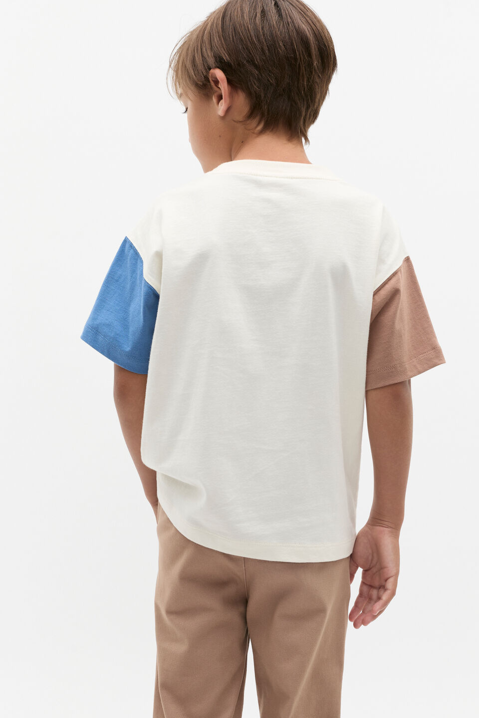 Colourblock Logo Tee  Classic Cream