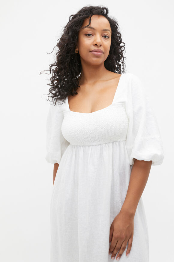 Linen Puff Sleeve Sun Dress  Whisper White  hi-res