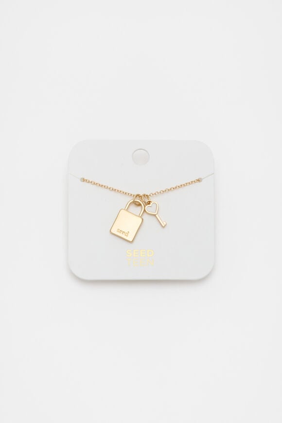 Lock and Key Necklace  Gold  hi-res