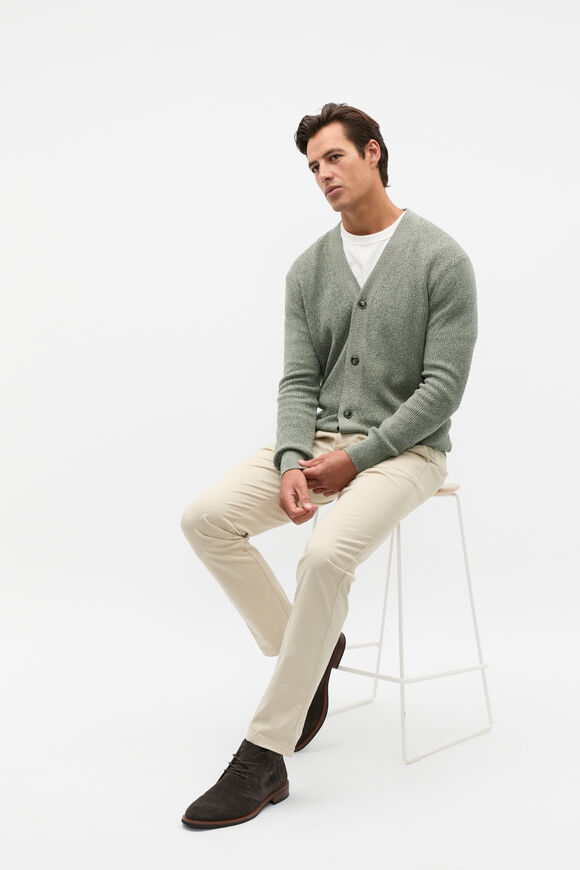 Button Down Cardigan  Dark Khaki Marle  hi-res