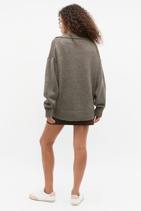 Oversized Twist Slouch Polo  Dark Espresso Twist  hi-res