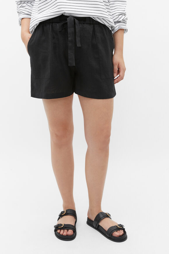Core Linen Tie Waist Short  Black  hi-res