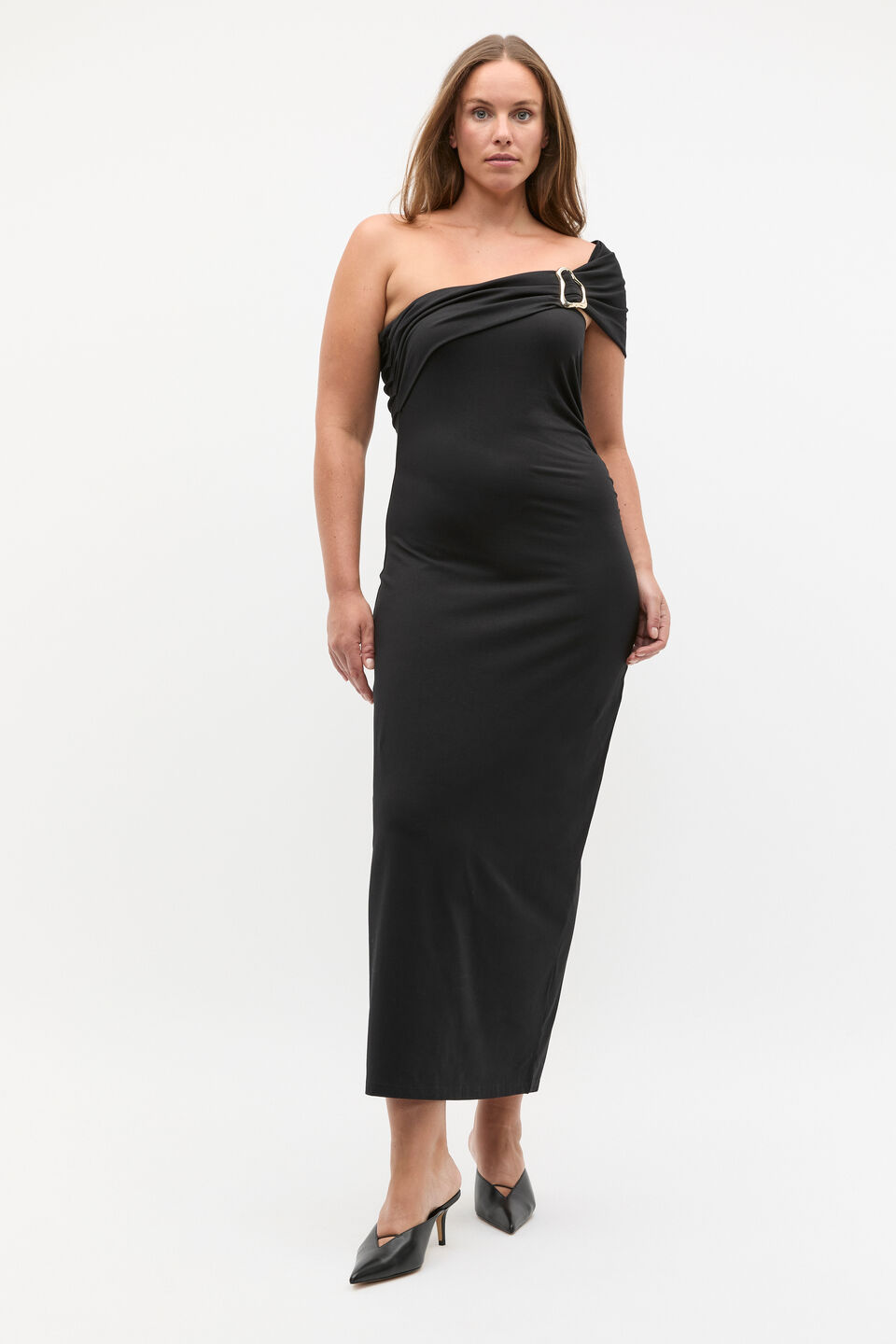 Clasp Detail Fitted Dress  Black