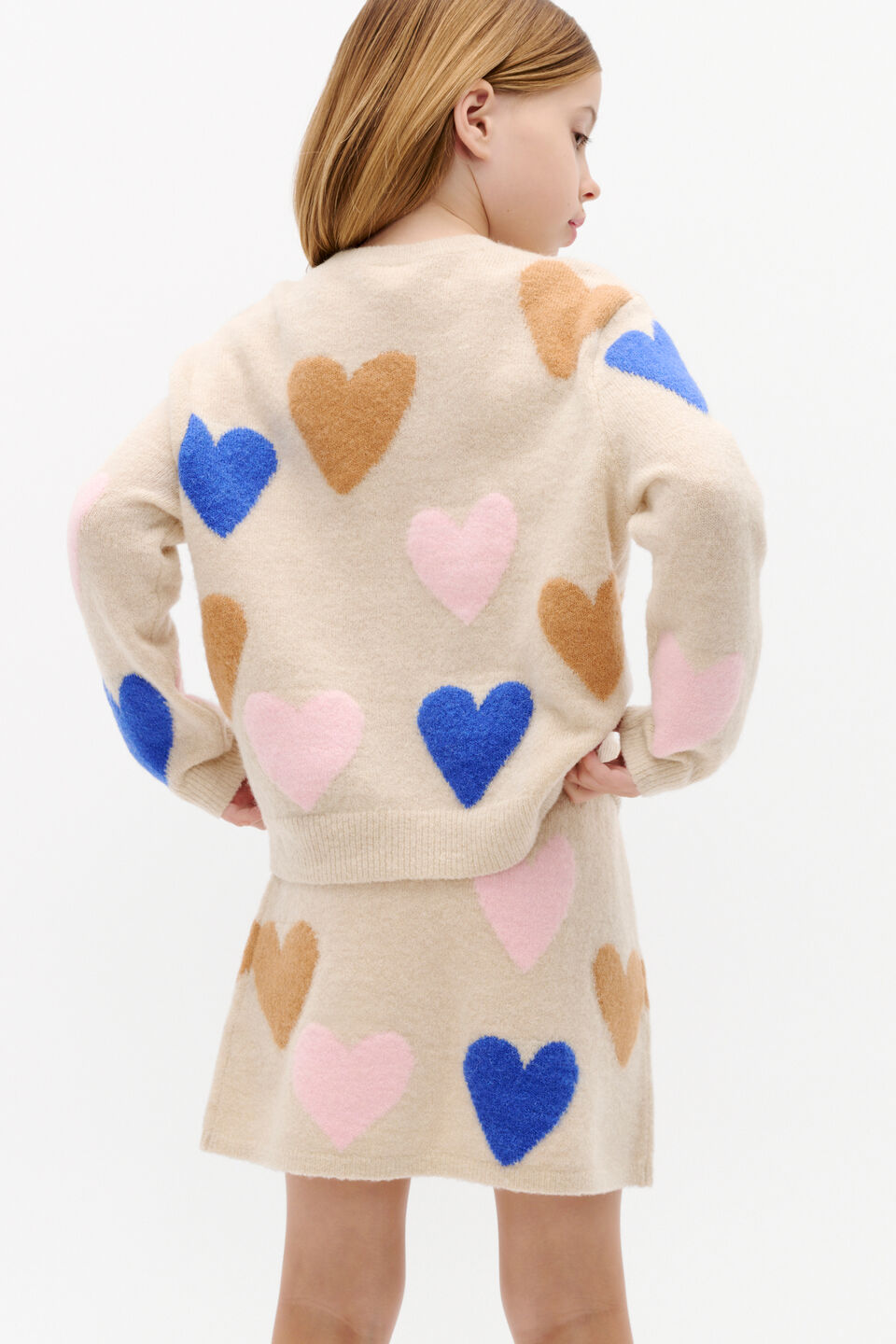 Heart Knit Sweater  Oat Marle