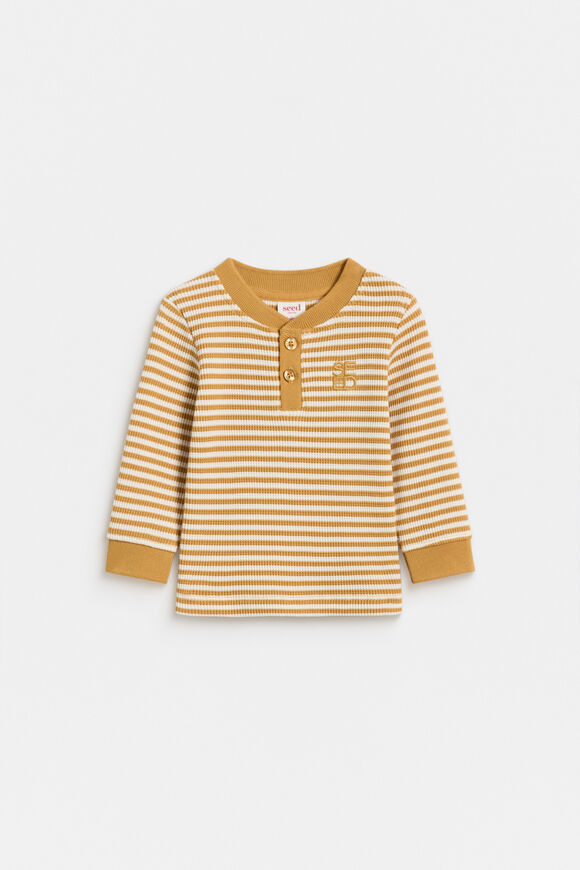 Stripe Waffle Henley  Saffron  hi-res
