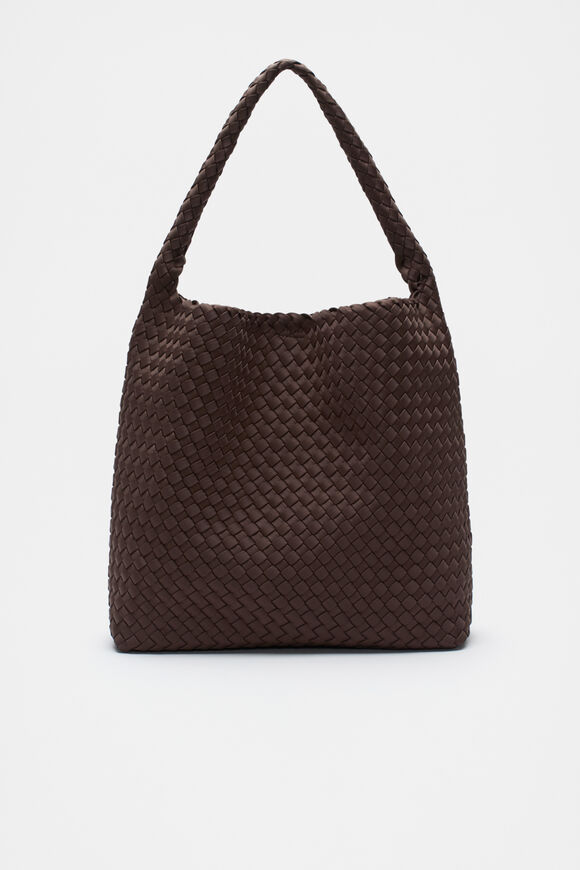 Woven Textured Tote  Dark Espresso  hi-res