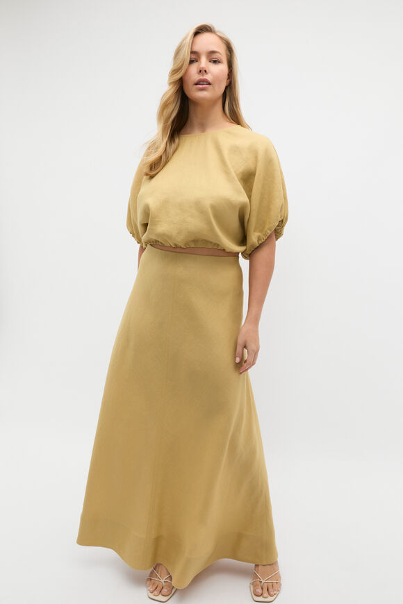 Core Linen Seam Front Skirt  Honey  hi-res