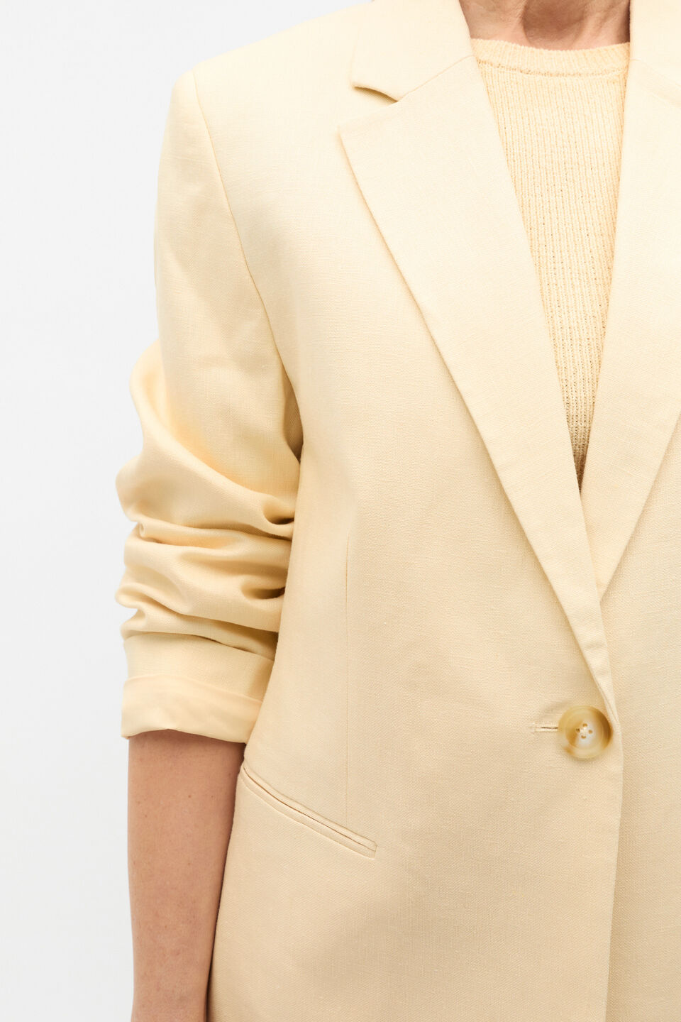 Tailored Linen Blazer  Shortbread