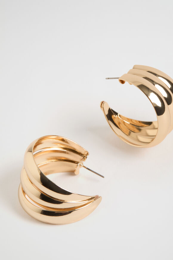 Oversized Triple Hoop  Gold  hi-res