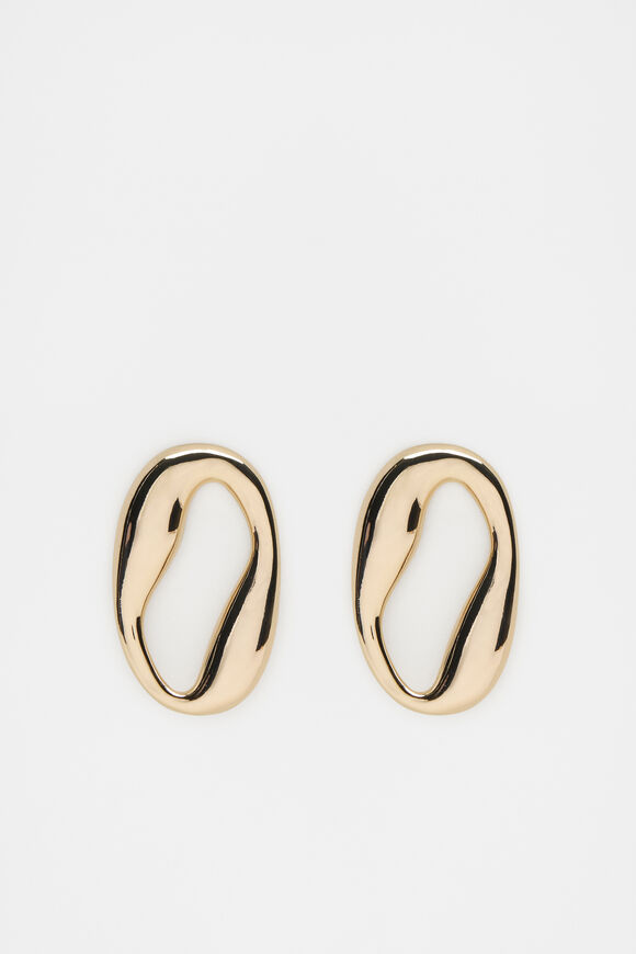 Twist Oval Earrings  Gold  hi-res