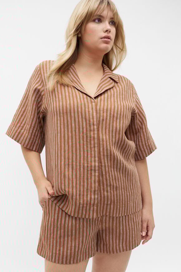 Oversize Short Sleeve Shirt  Cinnamon Spice Stripe  hi-res
