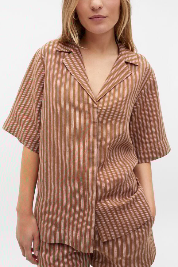 Oversize Short Sleeve Shirt  Cinnamon Spice Stripe  hi-res