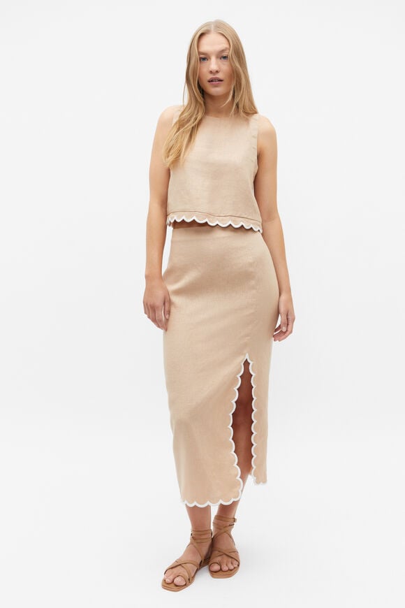 Scallop Midi Pencil Skirt  Nougat  hi-res