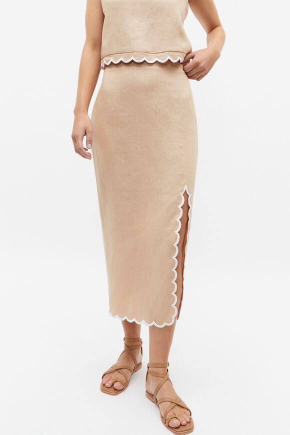 Scallop Midi Pencil Skirt  Nougat  hi-res