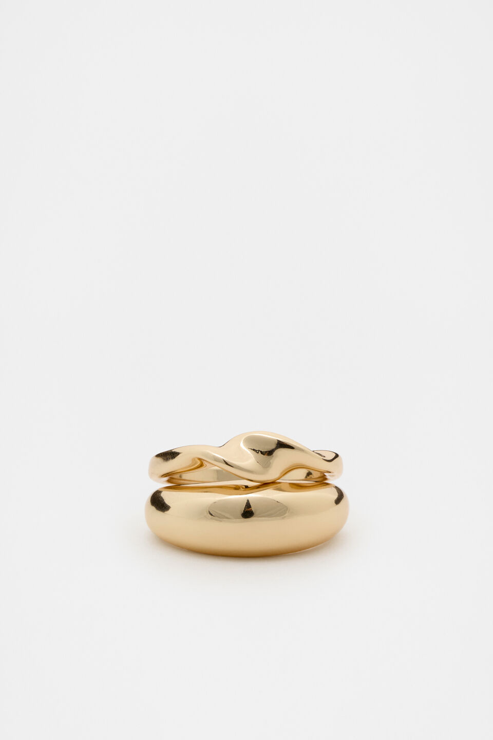Sculptural Twist Ring Set  Gold