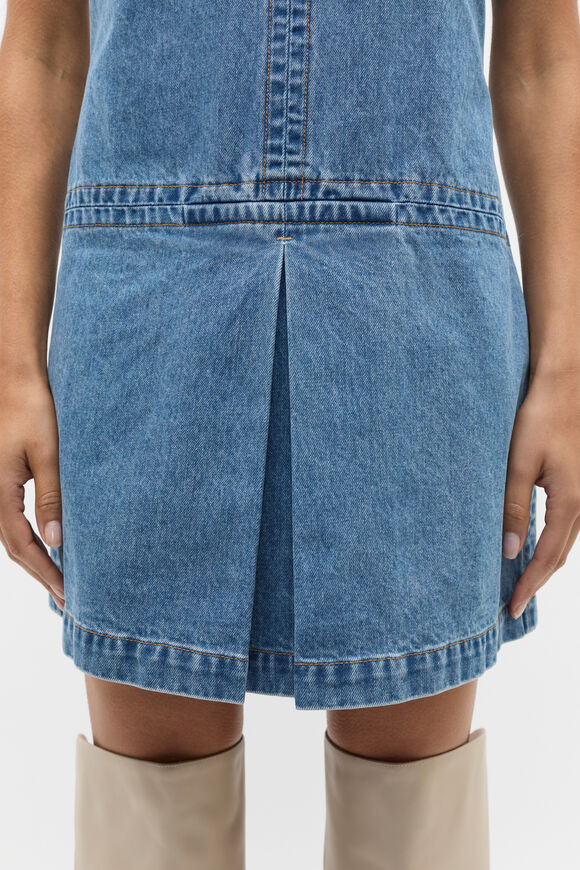 Denim Pleat Mini Dress  Ice Blue Wash  hi-res
