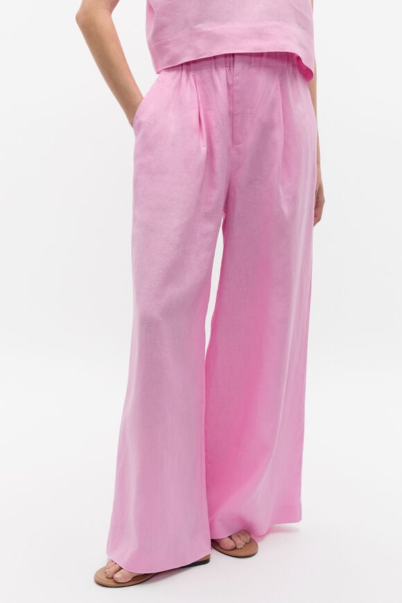 Linen Gathered Palazzo Pant  Fairy Floss  hi-res