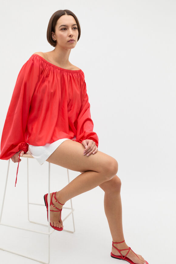 Voile Scoop Neck Blouse  Electric Crimson  hi-res