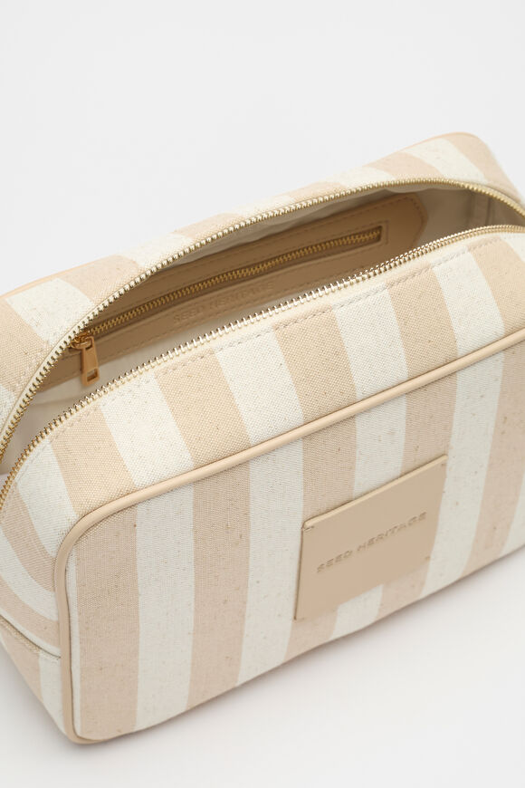 Stripe Make Up Bag  Ecru  hi-res