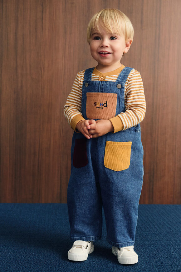 Stripe Waffle Henley  Saffron  hi-res