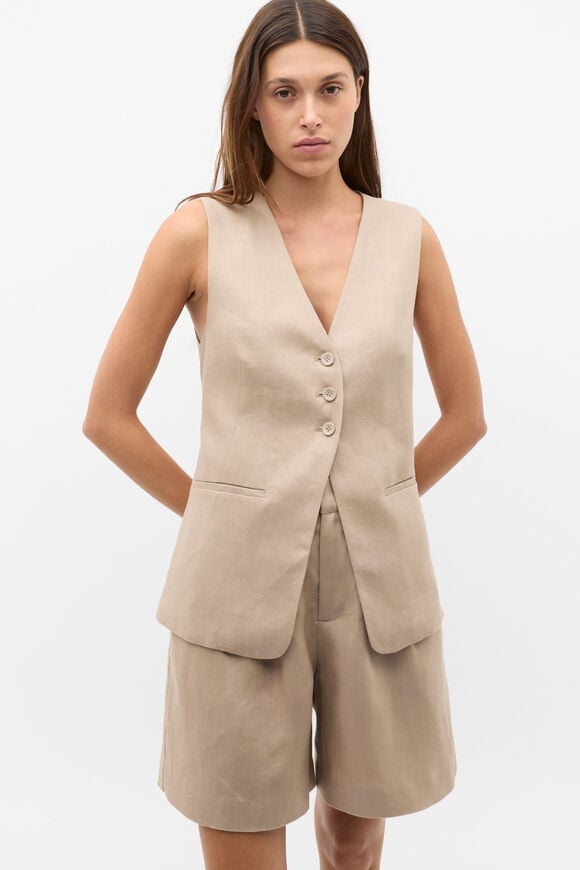 Linen Shell Vest Top  Cookie  hi-res