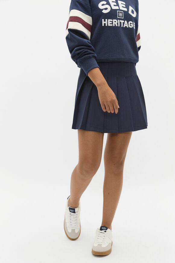 Ponte Pleat Skirt  New Navy  hi-res