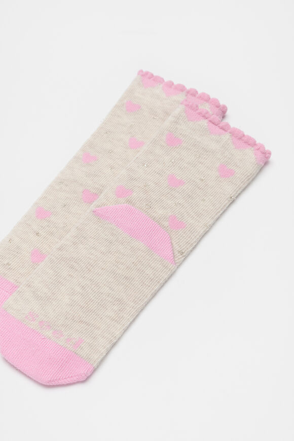 Heart Sock  Oat Marle  hi-res