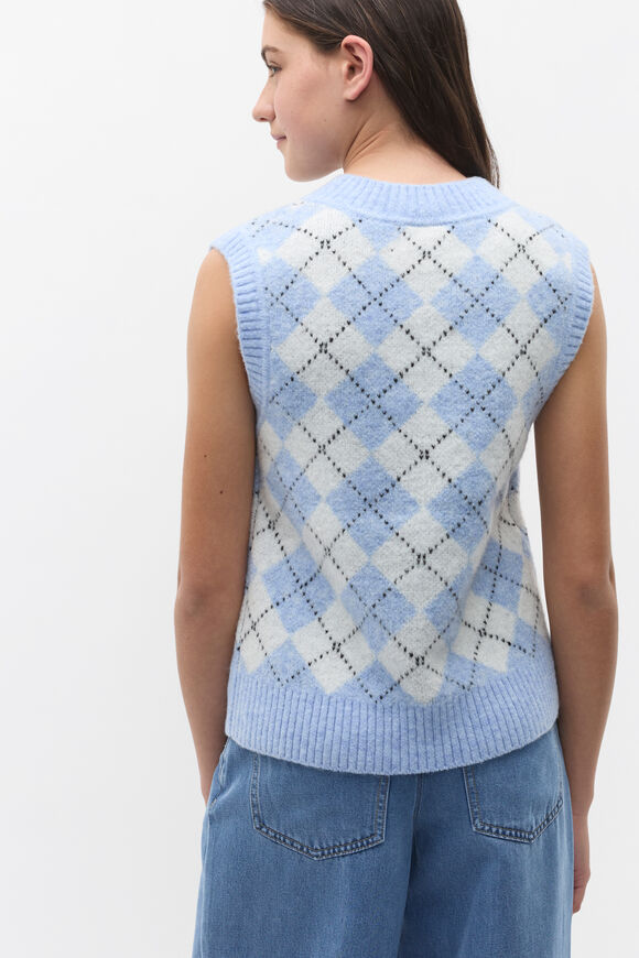 Argyle Knit Vest  Bright Sky  hi-res
