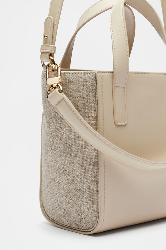 Mini Fabric Splice Carry All Bag  Vanilla  hi-res