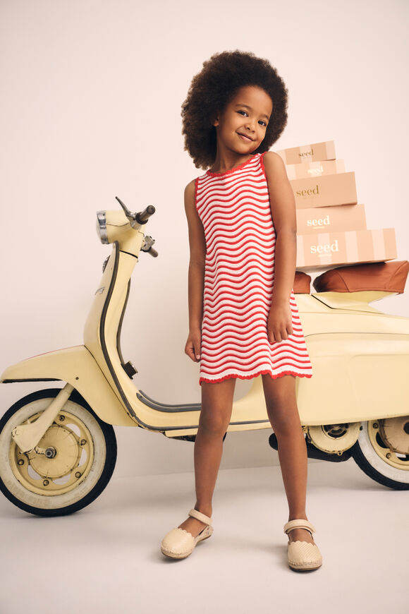 Stripe Crochet Dress  Strawberry Red  hi-res