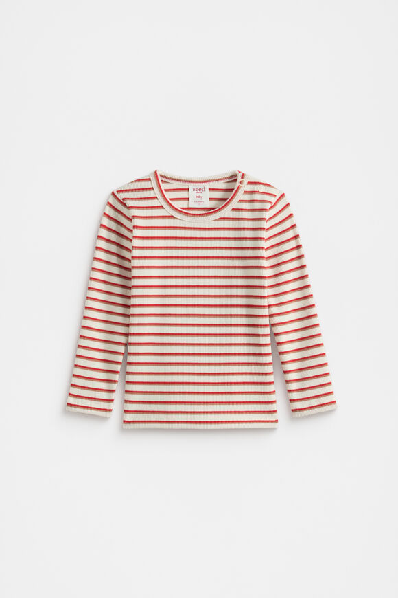 Stripe Rib Tee  Chilli Red  hi-res