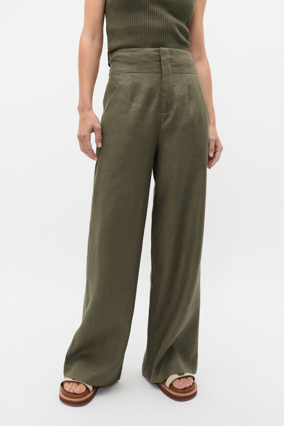Core Linen Waisted Pant  Olive Leaf  hi-res