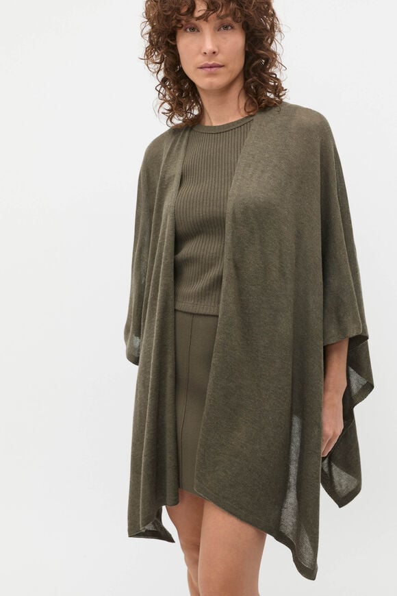 Fine Knit Poncho  Olive Leaf  hi-res