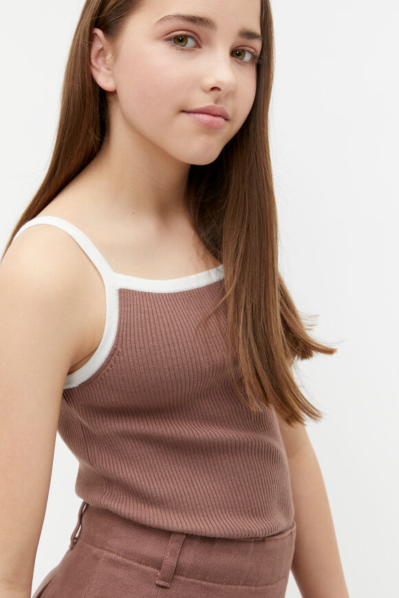 Contrast Knit Tank  Cocoa  hi-res