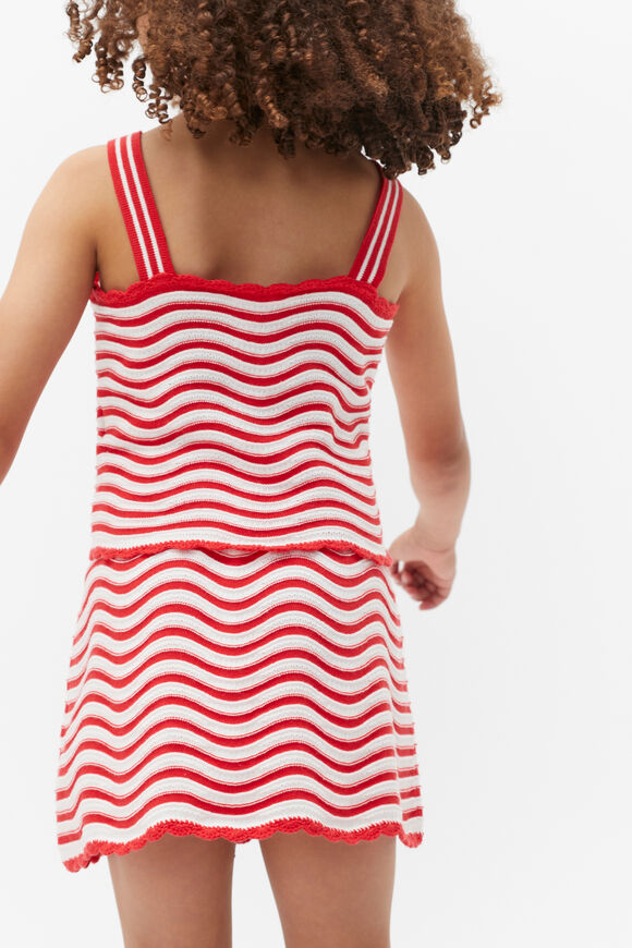 Stripe Crochet Top  Strawberry Red  hi-res