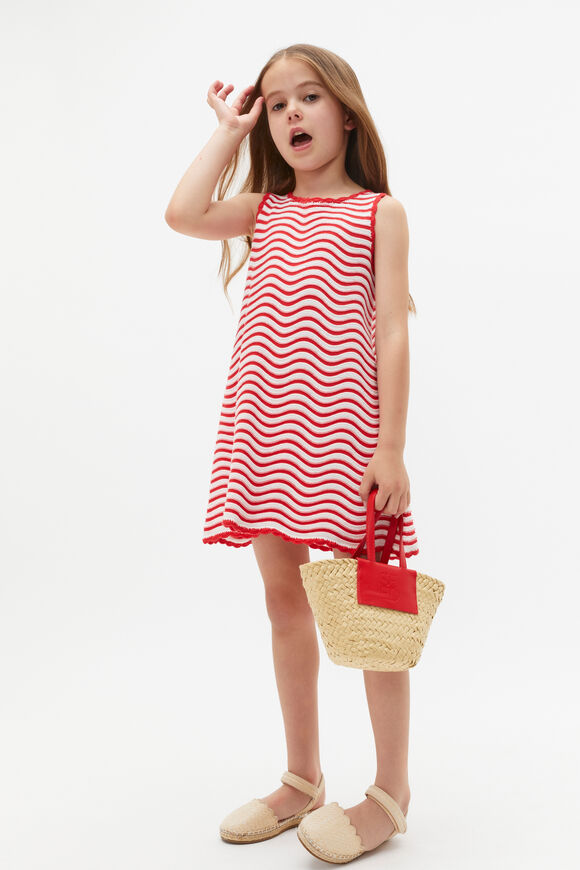 Stripe Crochet Dress  Strawberry Red  hi-res