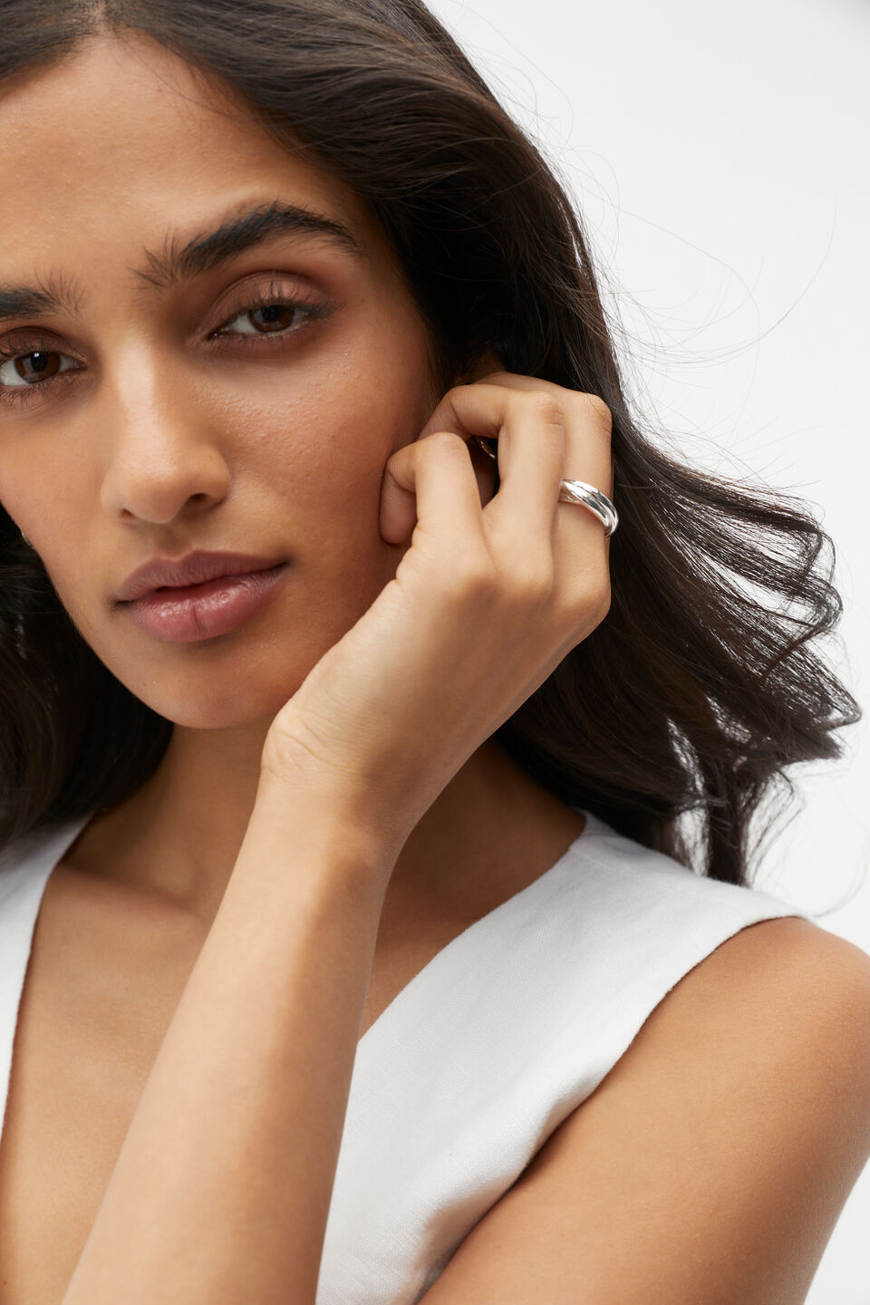 Looped Links Ring  Silver