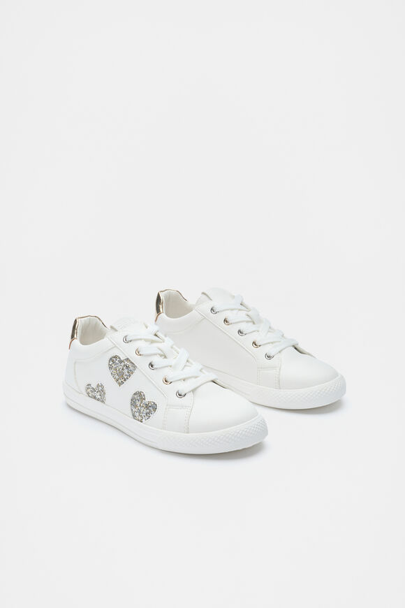 Glitter Heart Sneaker  White  hi-res
