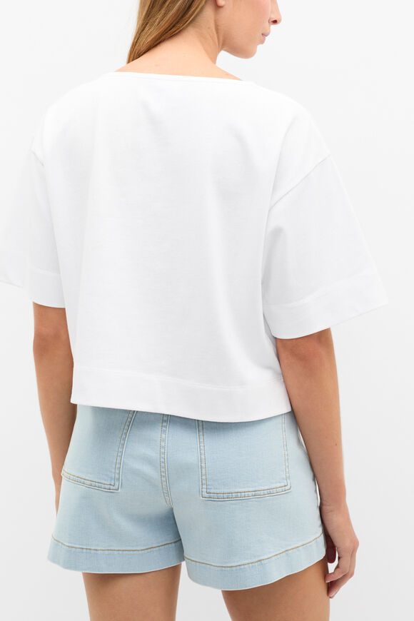 Cotton Boxy Split Hem Tee  Whisper White  hi-res