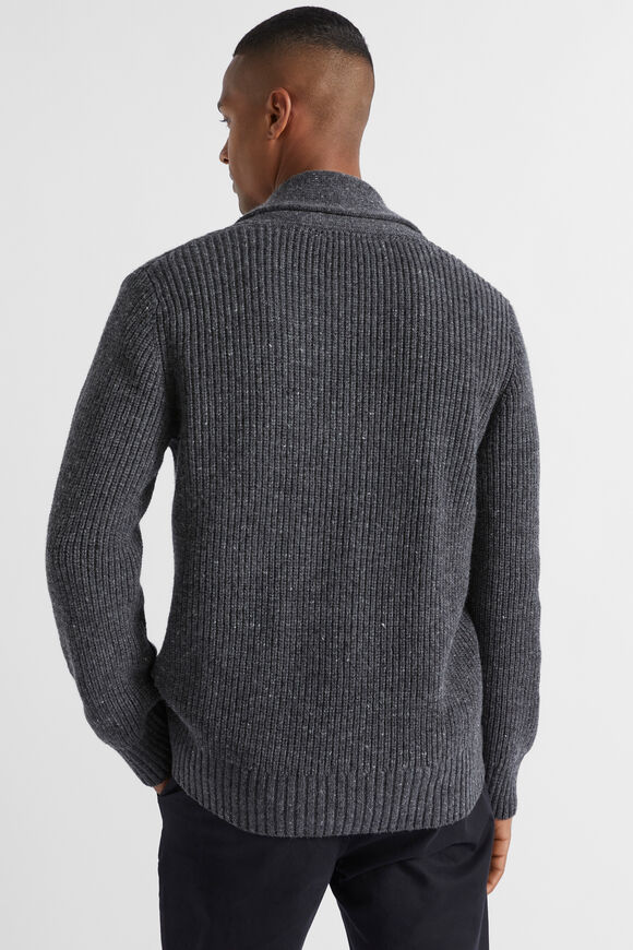 Shawl Neck Cardigan  Charcoal Marle  hi-res