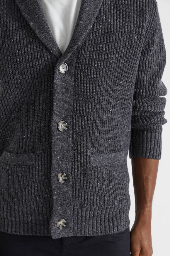 Shawl Neck Cardigan  Charcoal Marle  hi-res