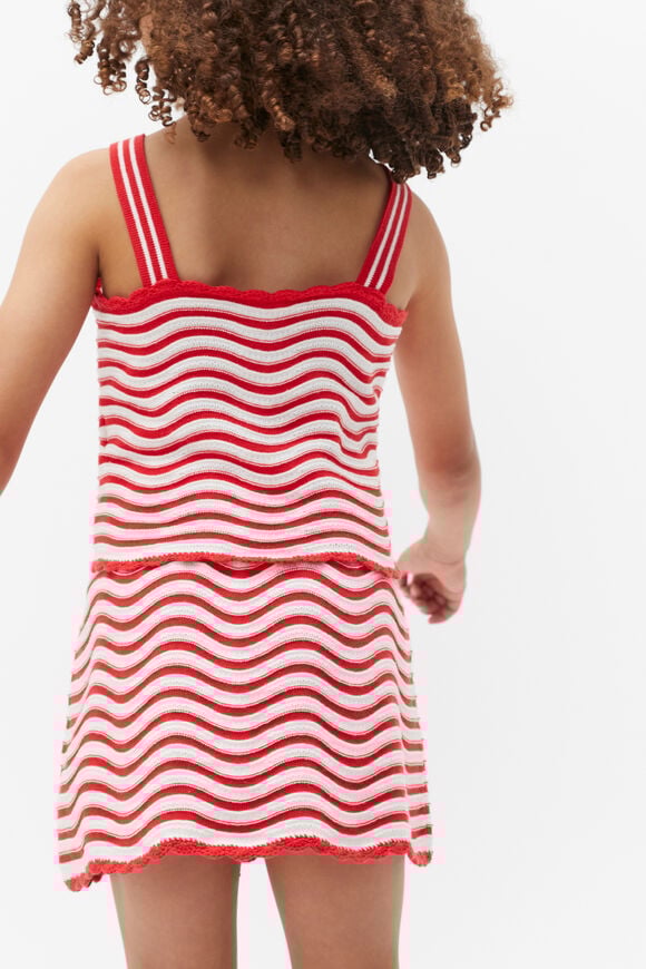 Stripe Crochet Top  Strawberry Red  hi-res