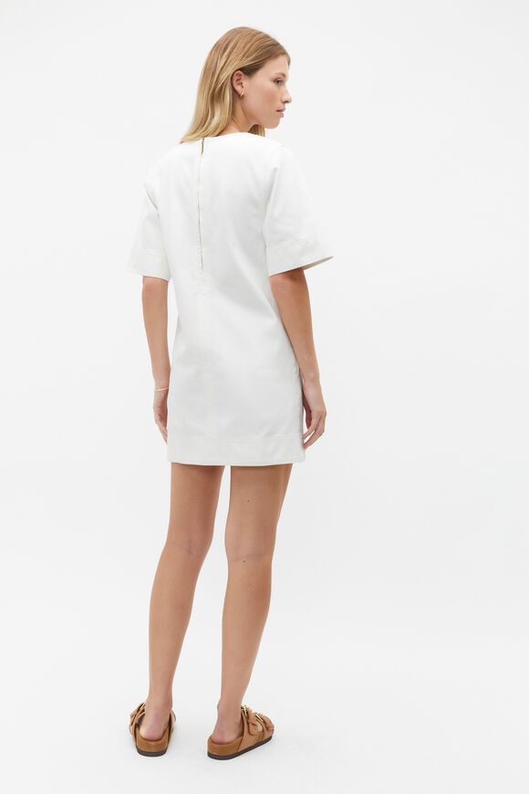 Denim V Neck Mini Dress  Cloud Cream  hi-res