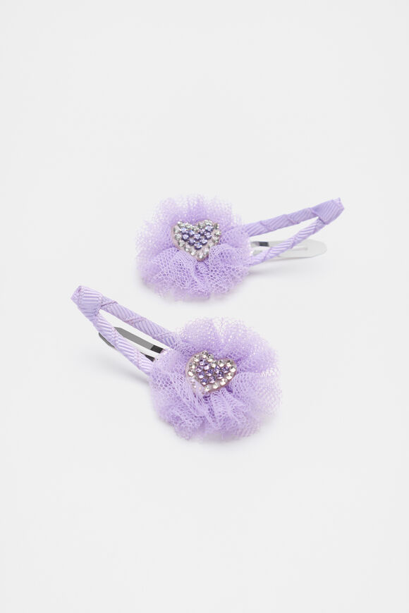 Tulle Diamante Heart Snap  Bright Orchid  hi-res