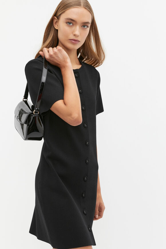 Crepe Knit Swing Dress  Black  hi-res