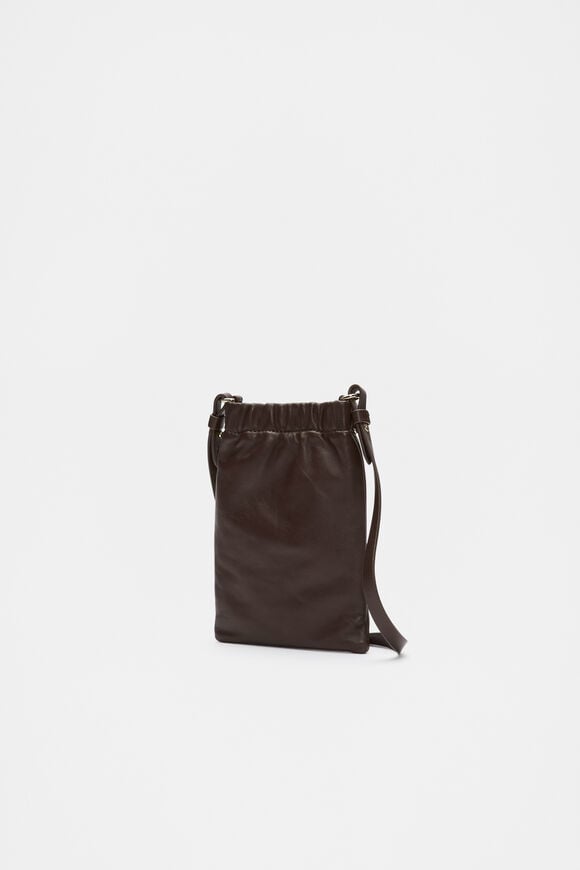 Leather Rouched Crossbody  Dark Espresso  hi-res