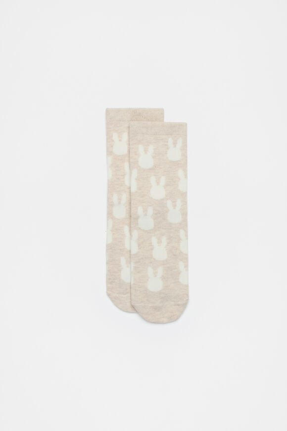 Bunny Yardage Sock  Oat Marle  hi-res