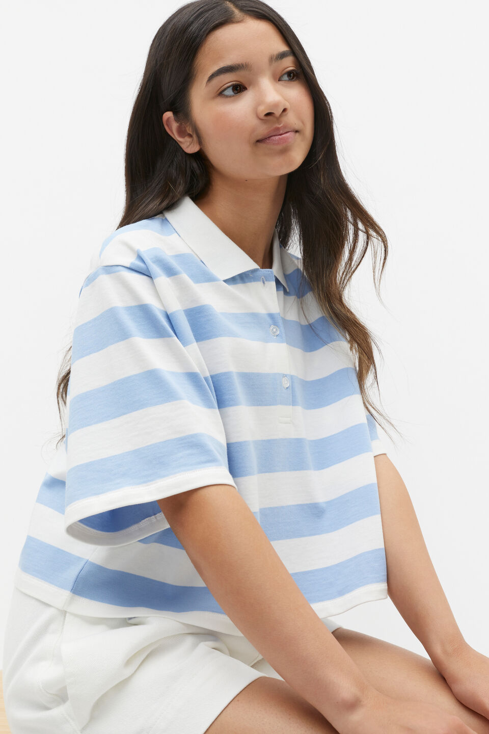 Polo Collar Tee  Sky Blue